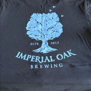Imperial Oak Brewing Logo Tee - Black with Light Blue Print - Large